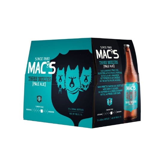 Picture of Mac's Three Wolves Pale Ale Bottles 12x330ml