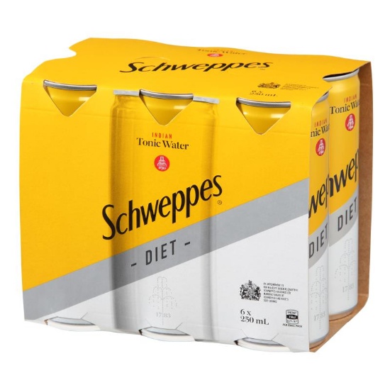 Picture of Schweppes Diet Indian Tonic Water Cans 6x250ml