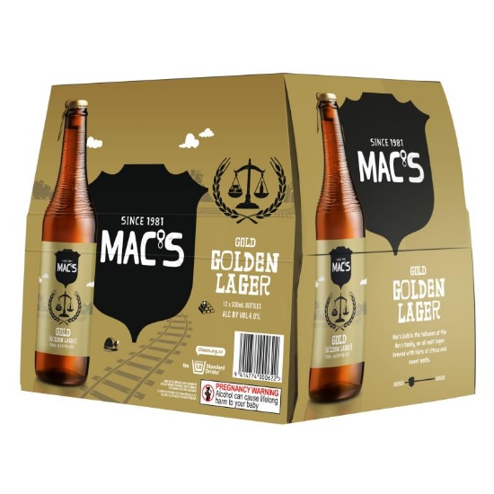 Picture of Mac's Gold All Malt Lager Bottles 12x330ml